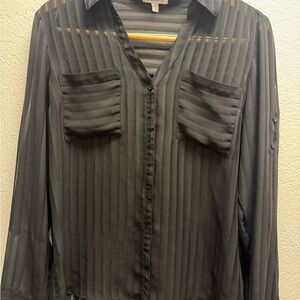 Express Sheer Black Button Down